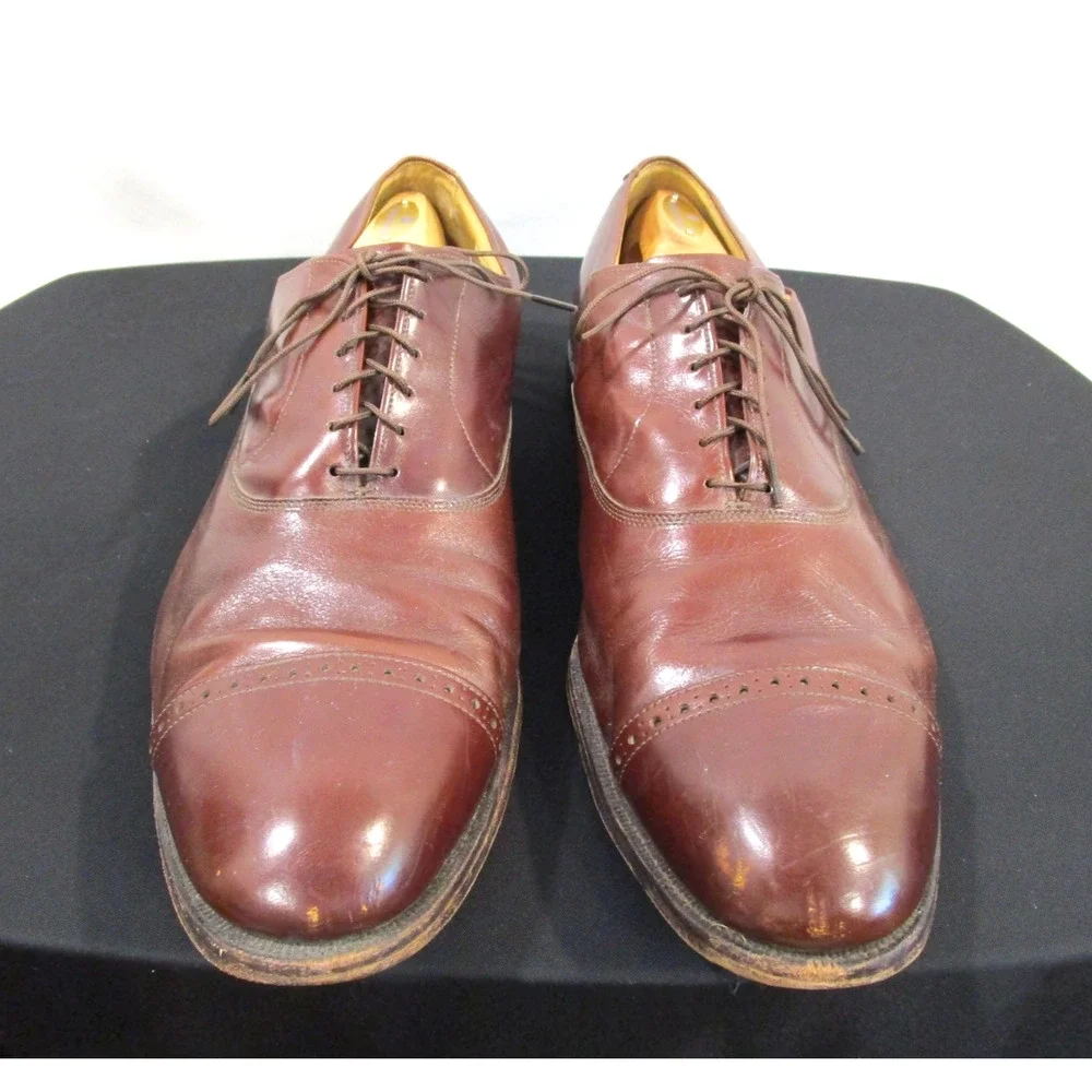 Allen Edmonds Fifth Avenue Brown Leather Cap Toe Oxford Shoes Men 15 D
